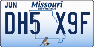 MO license plate DH5X9F
