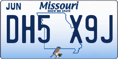 MO license plate DH5X9J