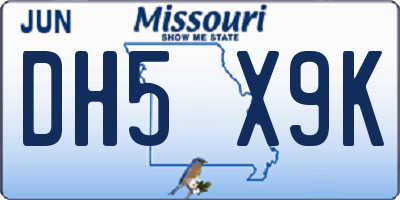 MO license plate DH5X9K