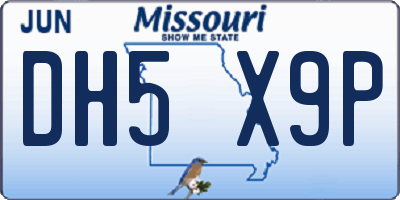 MO license plate DH5X9P