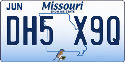 MO license plate DH5X9Q