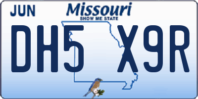 MO license plate DH5X9R