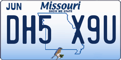 MO license plate DH5X9U