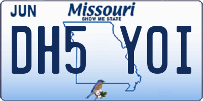 MO license plate DH5Y0I