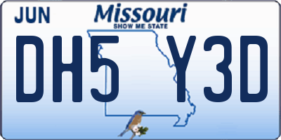 MO license plate DH5Y3D