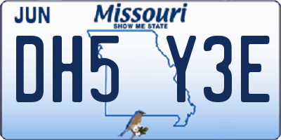MO license plate DH5Y3E