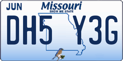 MO license plate DH5Y3G