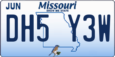 MO license plate DH5Y3W
