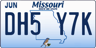 MO license plate DH5Y7K