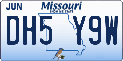 MO license plate DH5Y9W