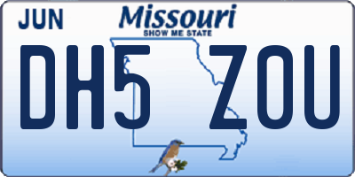 MO license plate DH5Z0U