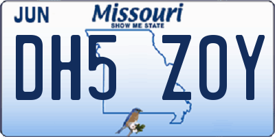 MO license plate DH5Z0Y
