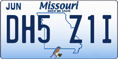 MO license plate DH5Z1I