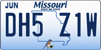 MO license plate DH5Z1W