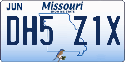 MO license plate DH5Z1X