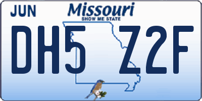 MO license plate DH5Z2F