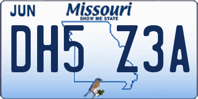 MO license plate DH5Z3A