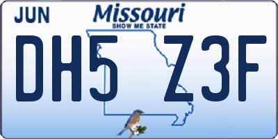 MO license plate DH5Z3F