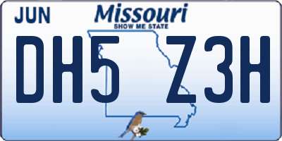 MO license plate DH5Z3H