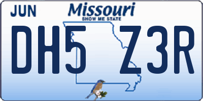 MO license plate DH5Z3R