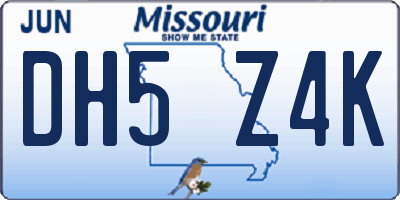 MO license plate DH5Z4K