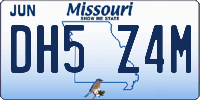 MO license plate DH5Z4M
