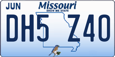 MO license plate DH5Z4O