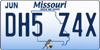 MO license plate DH5Z4X