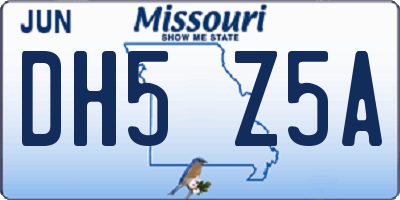 MO license plate DH5Z5A