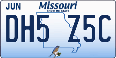 MO license plate DH5Z5C