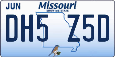 MO license plate DH5Z5D