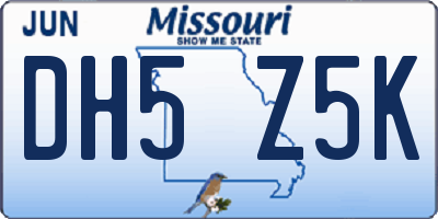 MO license plate DH5Z5K