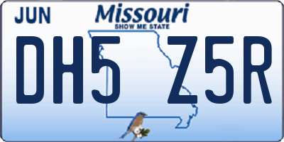 MO license plate DH5Z5R