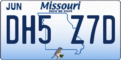 MO license plate DH5Z7D