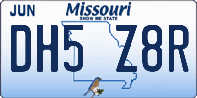 MO license plate DH5Z8R