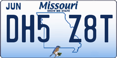 MO license plate DH5Z8T