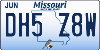 MO license plate DH5Z8W