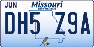 MO license plate DH5Z9A