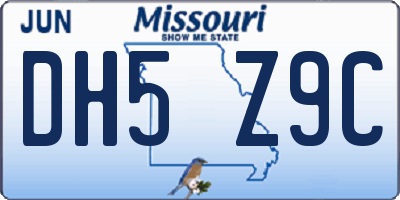 MO license plate DH5Z9C