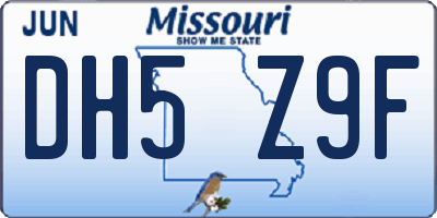 MO license plate DH5Z9F