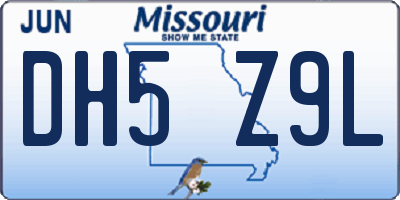 MO license plate DH5Z9L