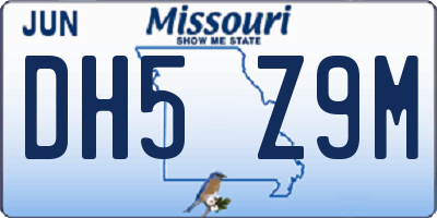 MO license plate DH5Z9M