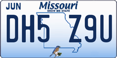 MO license plate DH5Z9U