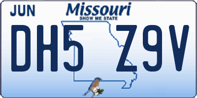 MO license plate DH5Z9V
