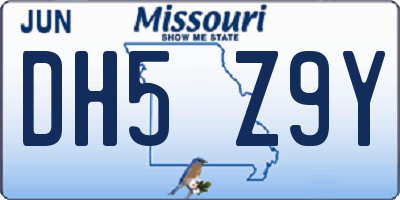 MO license plate DH5Z9Y