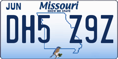 MO license plate DH5Z9Z