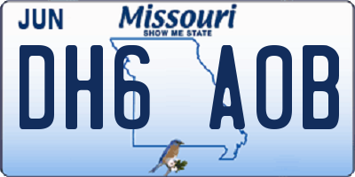 MO license plate DH6A0B