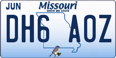 MO license plate DH6A0Z