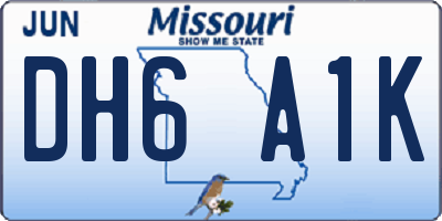 MO license plate DH6A1K