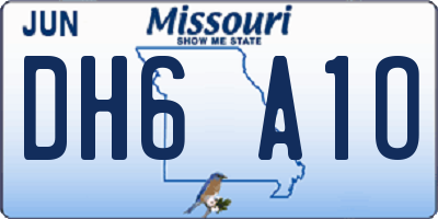 MO license plate DH6A1O